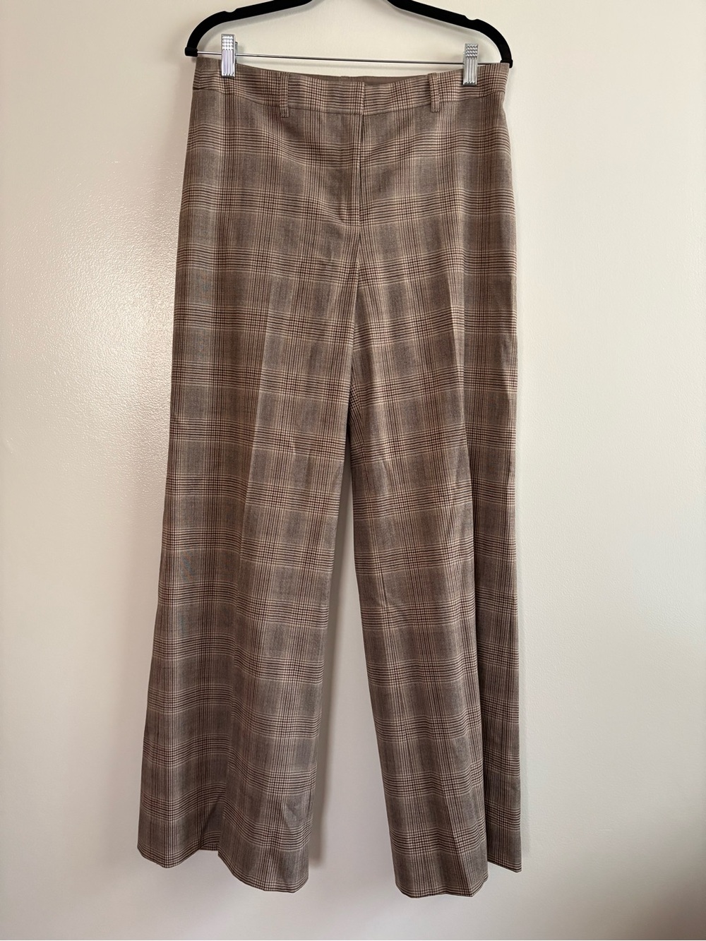 Lafayette 148 New York Glen Plaid Wool Blend Wide-Leg Trousers Size 8 TRR